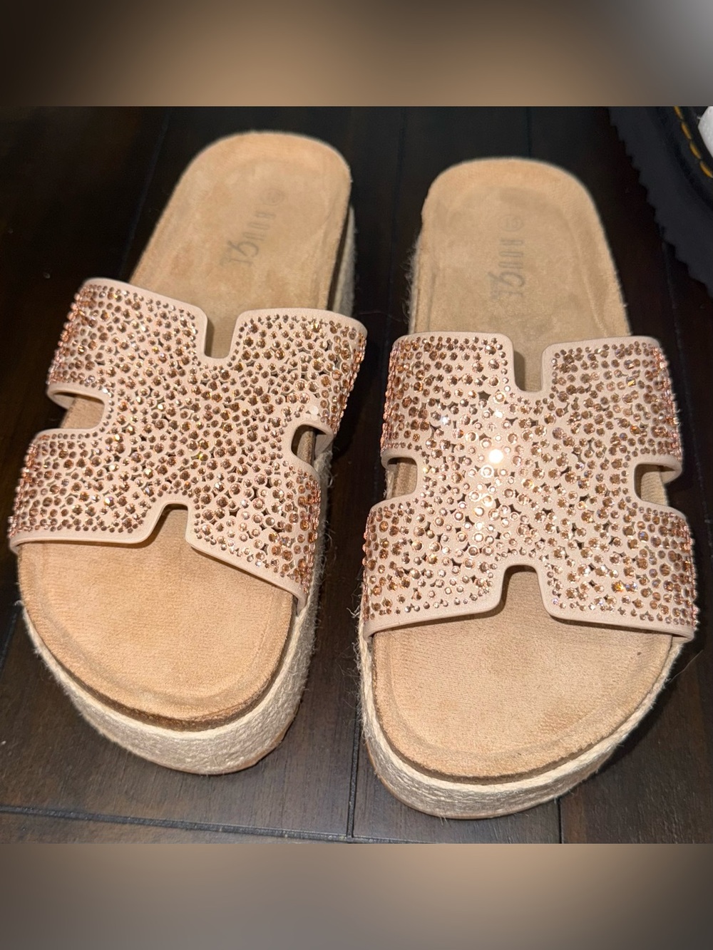Rouge! Blush Crystal-Embellished Slide Sandals